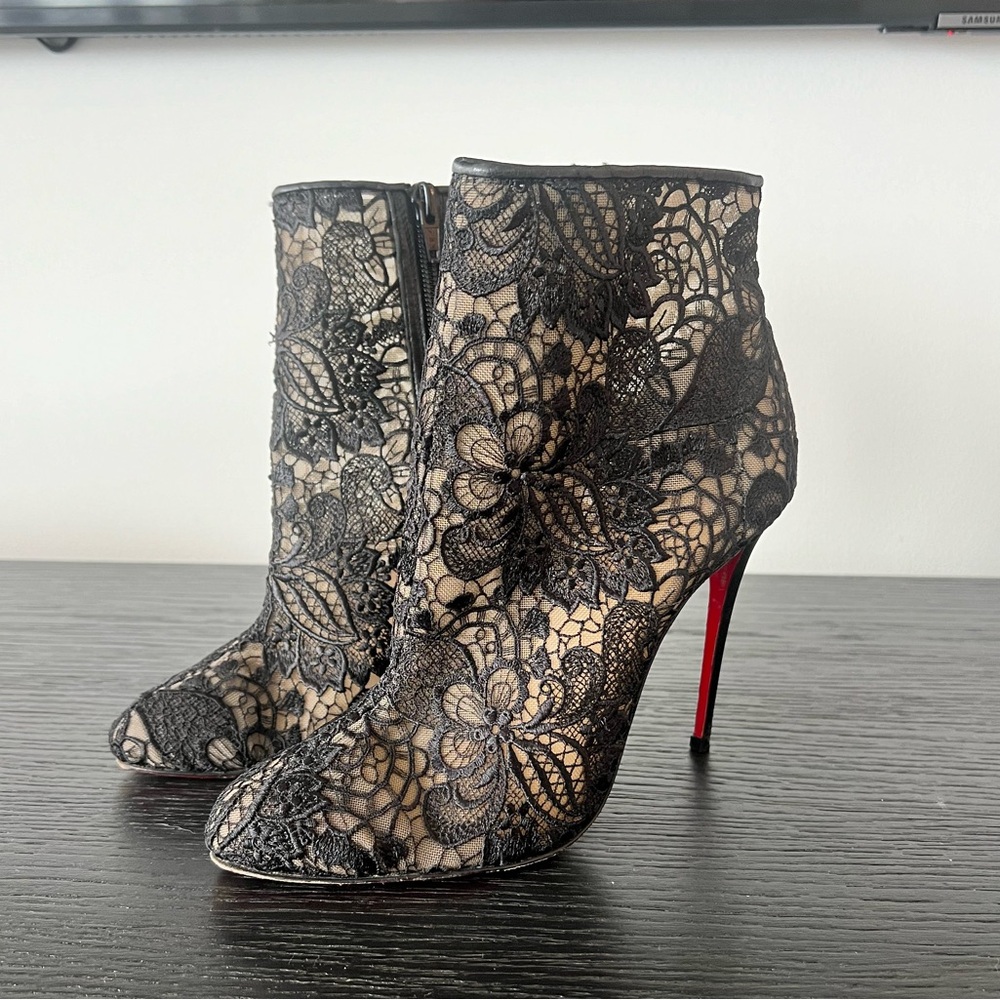 Christian Louboutin Miss Tennis Net Lace Bootie Size 37
